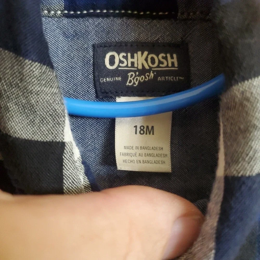 OshKosh B'gosh Carter's Toddler Boys Plaid Flannel Shirts Lot Sz 18M‎